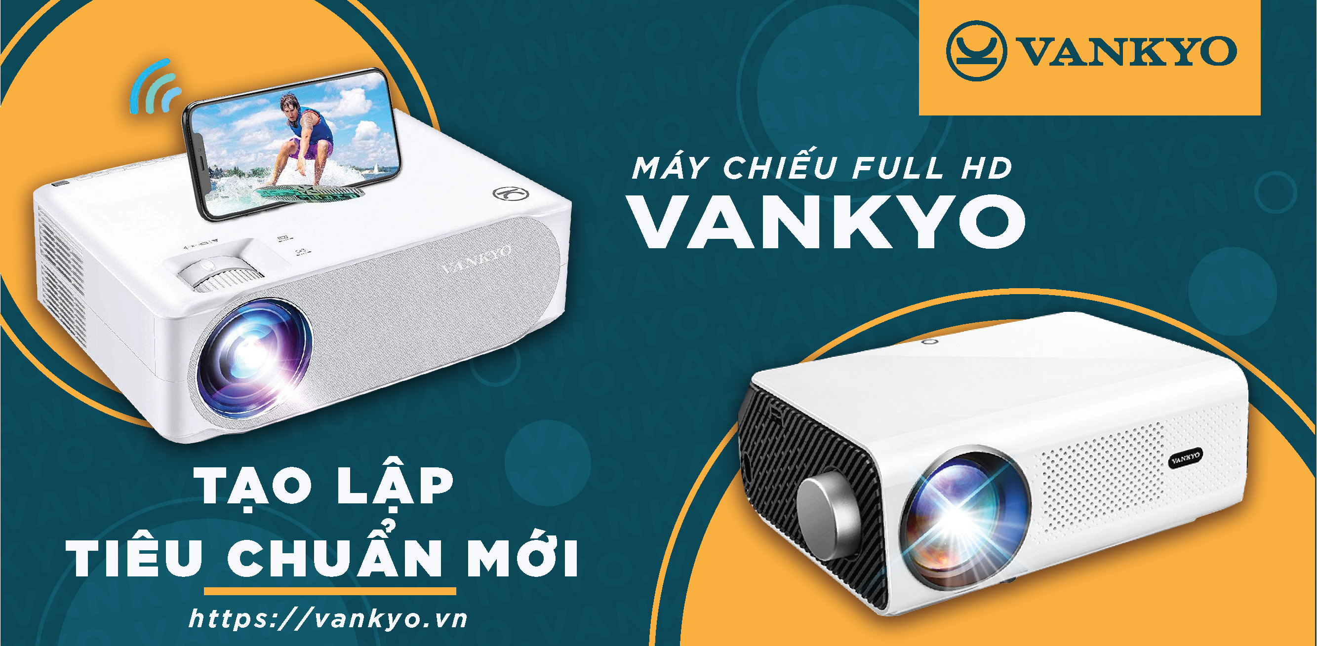 Máy chiếu mini Vankyo giá rẻ Full-HD 1080p hỗ trợ 4K kết nối điện thoại thông minh smartphone chiếu tới 250